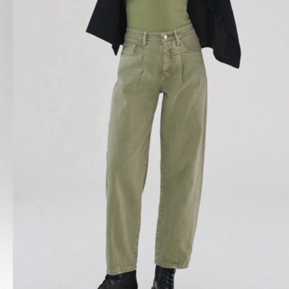 PILCRO The Breaker Women's Light Green High Rise Pleated Tapered Jeans Size 25